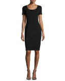 Milano Knit Sequined Sheath Dress, Caviar/Jet