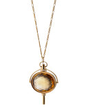 Pocket Watch Key Honey Quartz Oval Necklace