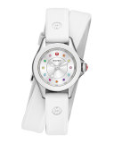 Cape Mini Topaz Watch w/ Double-Wrap Silicone Strap, White/Multi