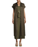 Long Cultivated Crepe Jersey Tank Dress, Dark Green