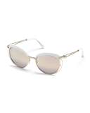 Capped Metal Butterfly Sunglasses, Gold