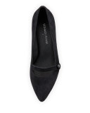 Gracey Suede Mid-Heel Mary Jane Pump, Black