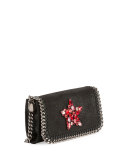 Falabella Crystal-Star Crossbody Clutch Bag, Black