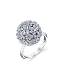 Mixed-Cut Diamond Ball Ring in 18K White Gold, Size 6.75