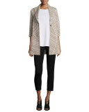 Natural Lines One-Button Jacket, Almond Beige