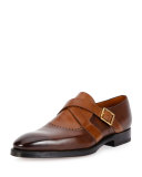 Schuman Leather Monk-Strap Shoe, Brown