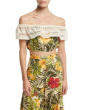 Dakota Tropical Floral-Print Off-the-Shoulder Crop Top