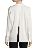 Flyaway-Back Stretch-Silk Blouse