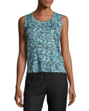 Tweed Jacquard Scoop-Neck Tank, Bay