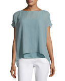 Short-Sleeve Sheer Silk Box Top