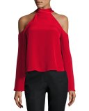 Serena Cold-Shoulder Tie-Neck Top