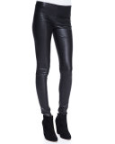 Stretch-Leather Motorcycle Leggings
