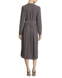 Long-Sleeve Silk Shirtdress