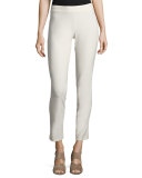 Washable Stretch-Crepe Ankle Pants, Bone