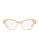 Flowers Lace Cat-Eye Optical Frames, Beige