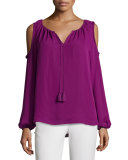 Cathy Cold-Shoulder Silk Blouse