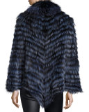 Fox Fur Poncho, Blue