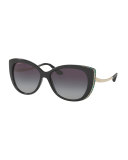 Etched Gradient Cat-Eye Sunglasses, Black