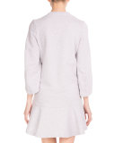 3/4-Sleeve Logo Sweatshirt Dress, Light Gray