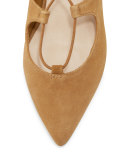 Ambra Suede Lace-Up Ballerina Flat, Sienna