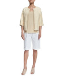 Rivington Pleated-Front Trouser Shorts, White