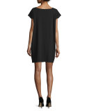 Short-Sleeve Square-Neck Shift Dress, Petite