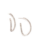 White Gold Small Diamond Wavy Hoop Earrings
