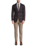 Donegal Flat-Front Trousers, Brown