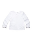 Mini-Tulisa Long-Sleeve Check-Detail Shirt, White, 3-18 Months 