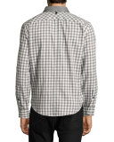 Yokohama Slim-Fit Check Flannel Shirt, White/Gray