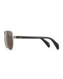 Irregular-Frame Aviator Sunglasses, Gunmetal