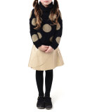 Ingrid Faux-Leather Overlap Skirt, Matte Gold, Size 8-14
