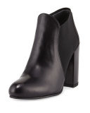 Slipup Leather Chunky-Heel Bootie, Nero