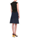 Avenue Sleeveless Jersey Dress, Black/Blue