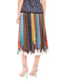 Animal-Tie Printed Pleated Midi Skirt, Multi