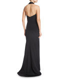 Silk Crepe and Satin Halter Gown