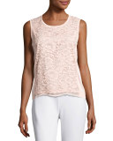 Scoop-Neck Lace Shell, Light Pink