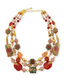 Three-Strand Decoupage & Agate Necklace