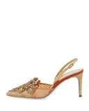 Crystal Lace Slingback Pump, Gold