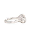 18k White Gold Pave White Diamond Ball Ring, 1.77 TCW