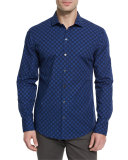 Medallion-Pattern Long-Sleeve Sport Shirt