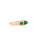 Jackie Malachite Cabochon & Diamond Ring in 18K Gold