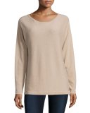 Cashmere Dolman-Sleeve Sweater w/ Fox Fur Collar