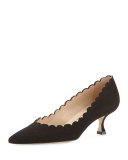 Srilasca Scalloped Suede Pump, Black