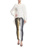 Metallic Slim-Leg Jeans, Multicolor