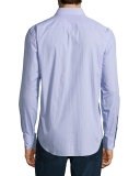Miniature-Square Long-Sleeve Sport Shirt, Blue