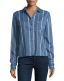 Dana Variegated-Stripe Denim Shirt
