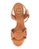 Clare Rope Wedge Sandal, Cognac