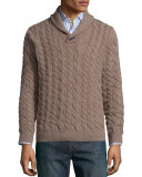 Cable-Knit Cashmere Pullover Sweater, Tan
