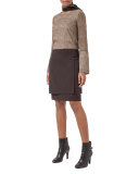 Cheetah-Print Slit-Sleeve Blouse, Steppe/Date